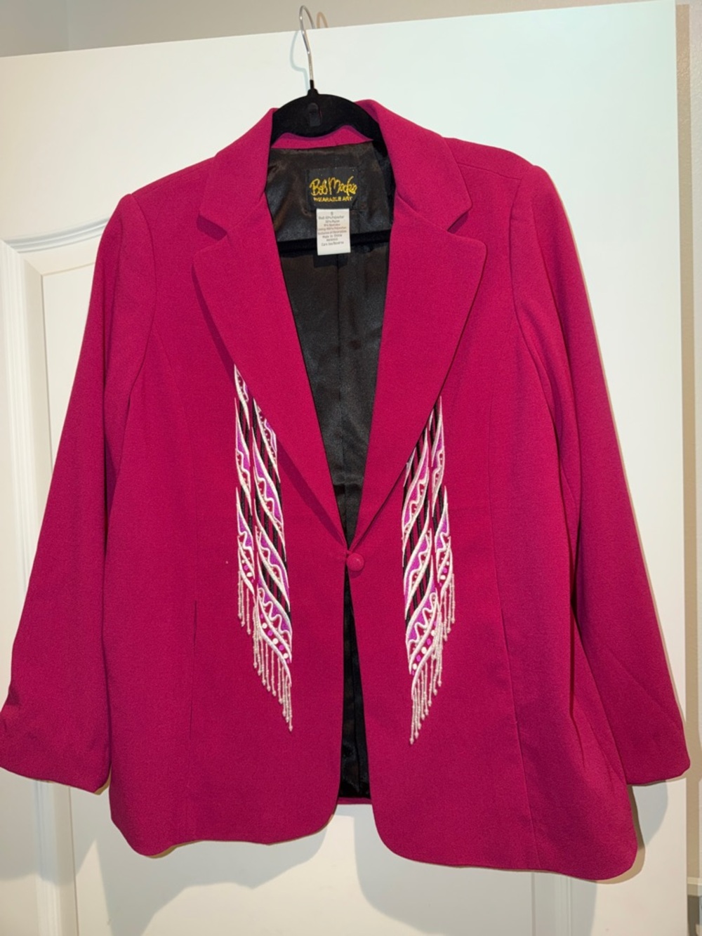 Bob Mackie pink blazer with embroidery and pearl beading size small